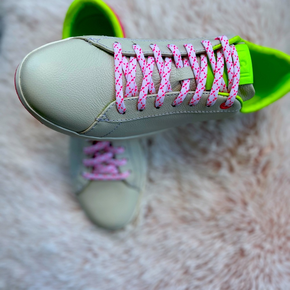Cole Haan Grand Series White and Fluorescent Green Sneakers size 8.5